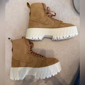 Nike Women's Brown and White Platform Sneakers